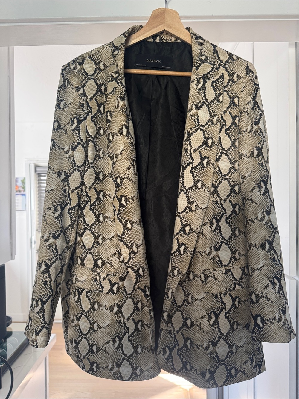 Zara Snake Print Blazer in Black and Cream